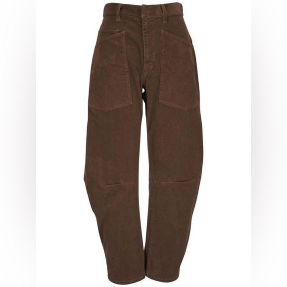 Nili Lotan Shon Corduroy Pant Sz 10 Brown Barrel Horseshoe - Picture 11 of 13
